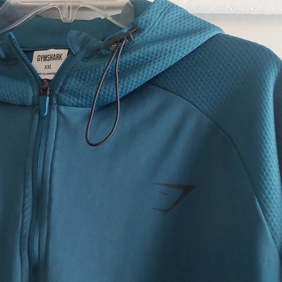 GYMSHARK MENS ZIP-UP HOODED JACKET Athleisure Gym Blue 2XL - Picture 2 of 8